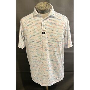 Bad Birdie Polo Shirt Mens Large Multicolor Stripe Golf Performance Stretch